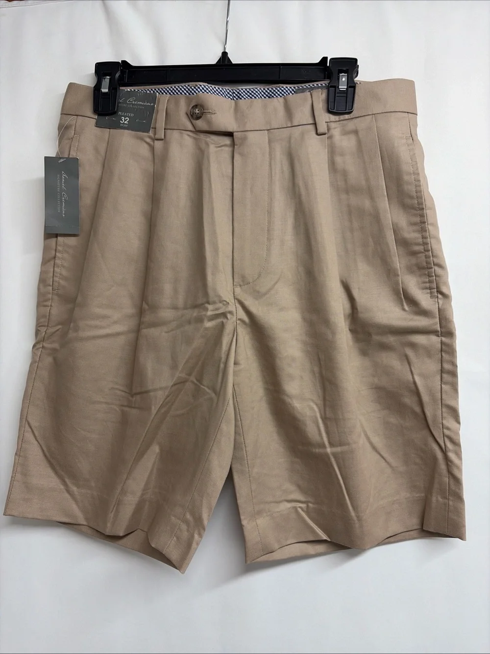 Daniel Cremieux Men’s 32 Khaki Pleated Front Linen-Blend Men’s Shorts $75